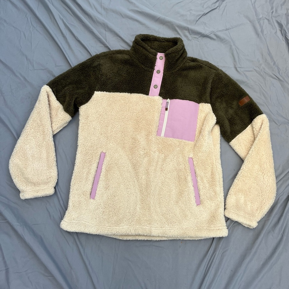 Roxy Quarter Button Fuzzy Sherpa Pullover